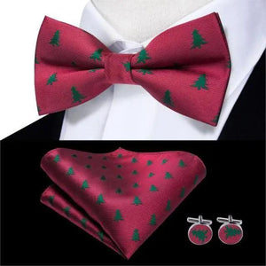 Business Red Color Butterfly Bow Tie Pocket Square Cufflinks Suit Set For Men Adjustable Self Bowtie Formal Bowtie Set Solid Color Necktie Silk Bow Tie Pocket Square Cuff Links