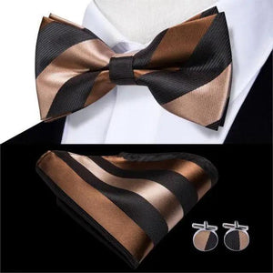 Business Red Color Butterfly Bow Tie Pocket Square Cufflinks Suit Set For Men Adjustable Self Bowtie Formal Bowtie Set Solid Color Necktie Silk Bow Tie Pocket Square Cuff Links