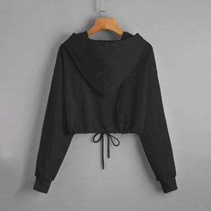 Butterfly Print Drawstring Hem Hoodie