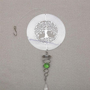 Butterfly Wind Spinner Hanging With Gazing Ball Spiral Tail 3D Metal Rotating Outdoor Stainless Steel Butterfly Metal Wind Chime Christmas Pendant Hanging Spiral Wind-chimes Garden Yard Home Decor
