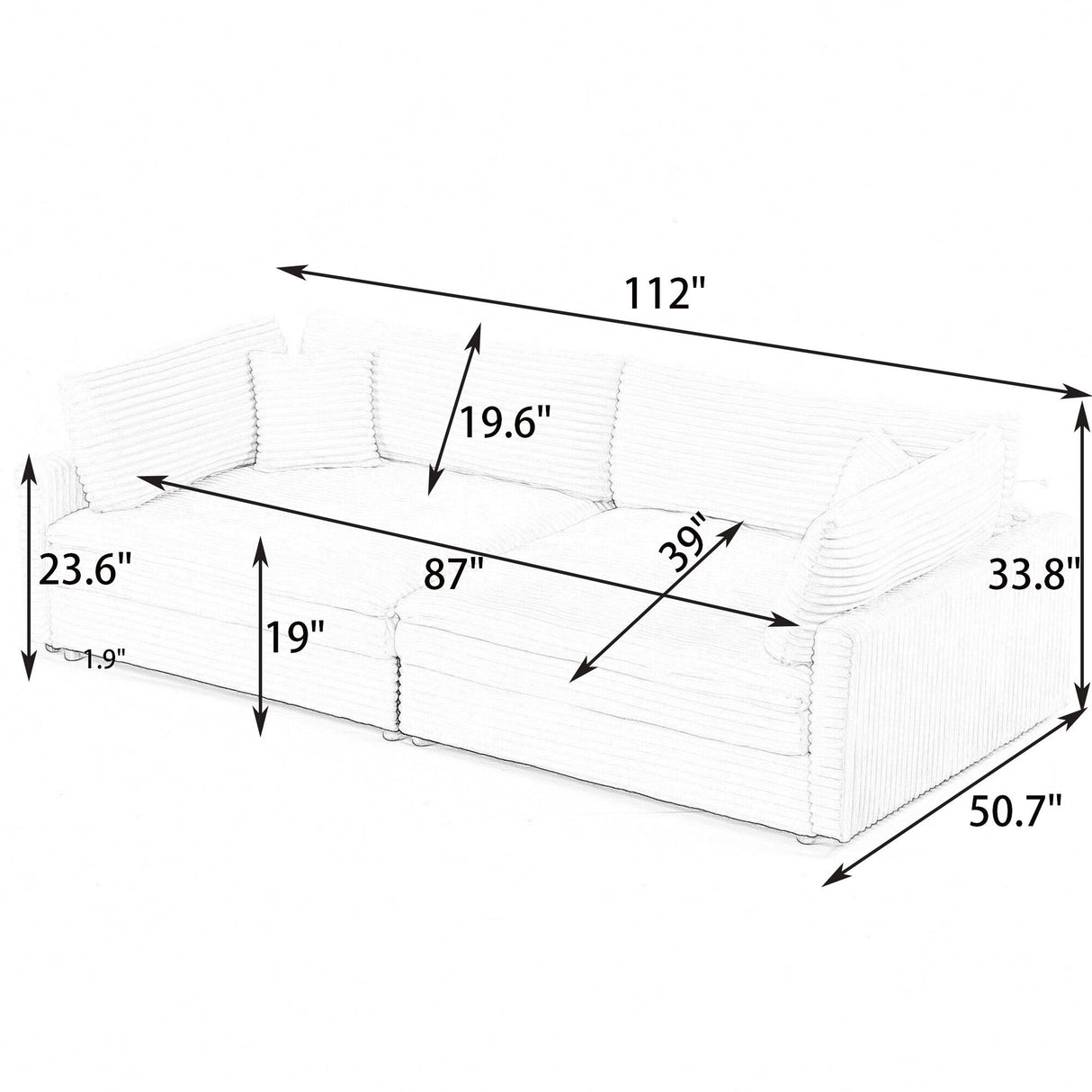 2 Throw Pillows, Four Backrests, Opening Up A New Style For The Living Room's Casual Area - Black by Couch.com