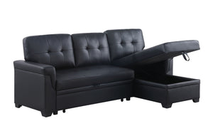 Lexi - Vegan Leather Modern Reversible Sleeper Sectional Sofa With Storage Chaise by Couch.com
