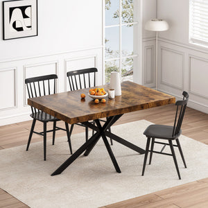 Retro Rectangular Stretch Dining Table With Embossed Center Plate