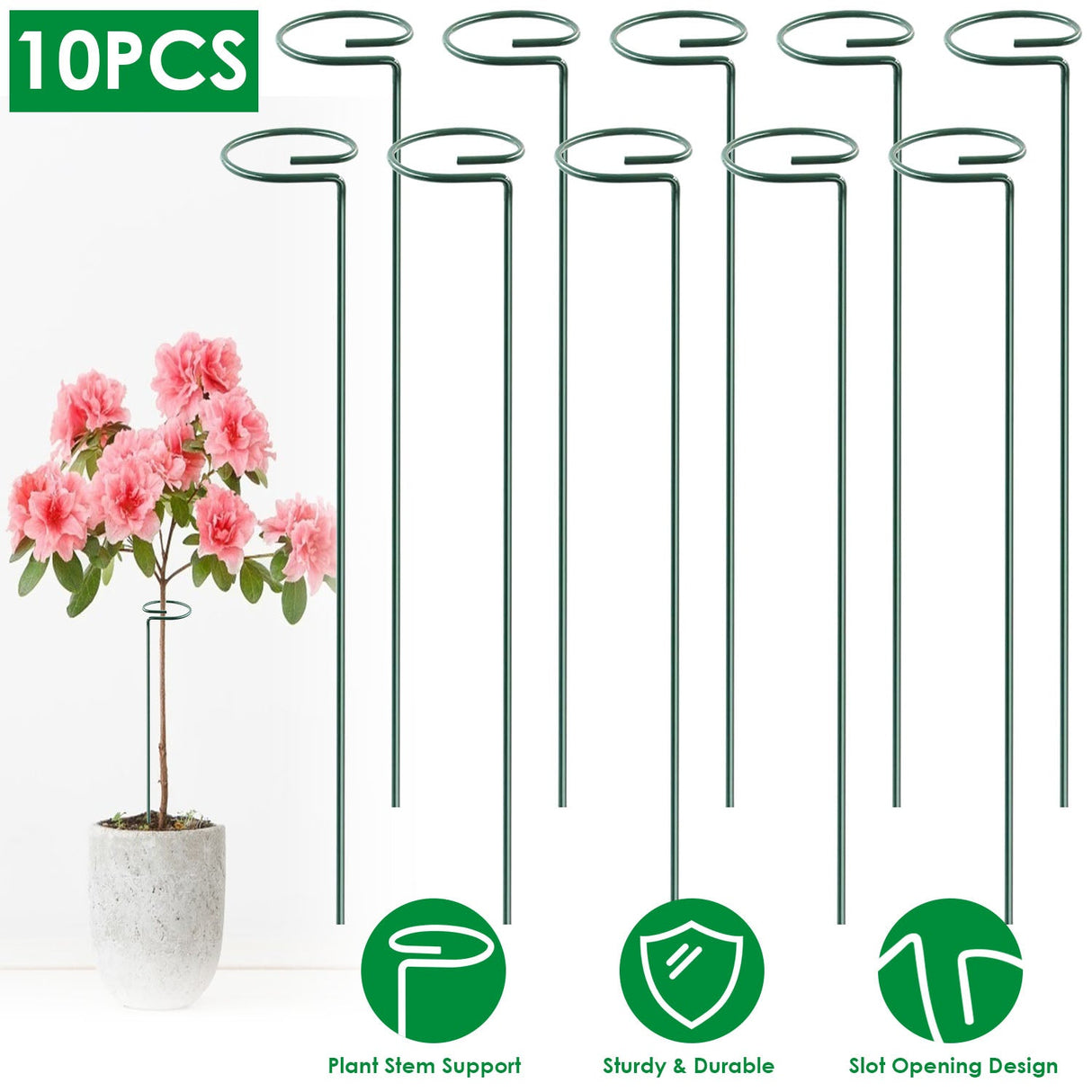 10-Pack 16in Plant Support Stakes with Rings by DirectDeals