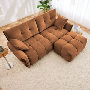 Elegant Sofa Set With Ottoman And Pillows, Textured Chenille, High Resilience Cushions by Couch.com