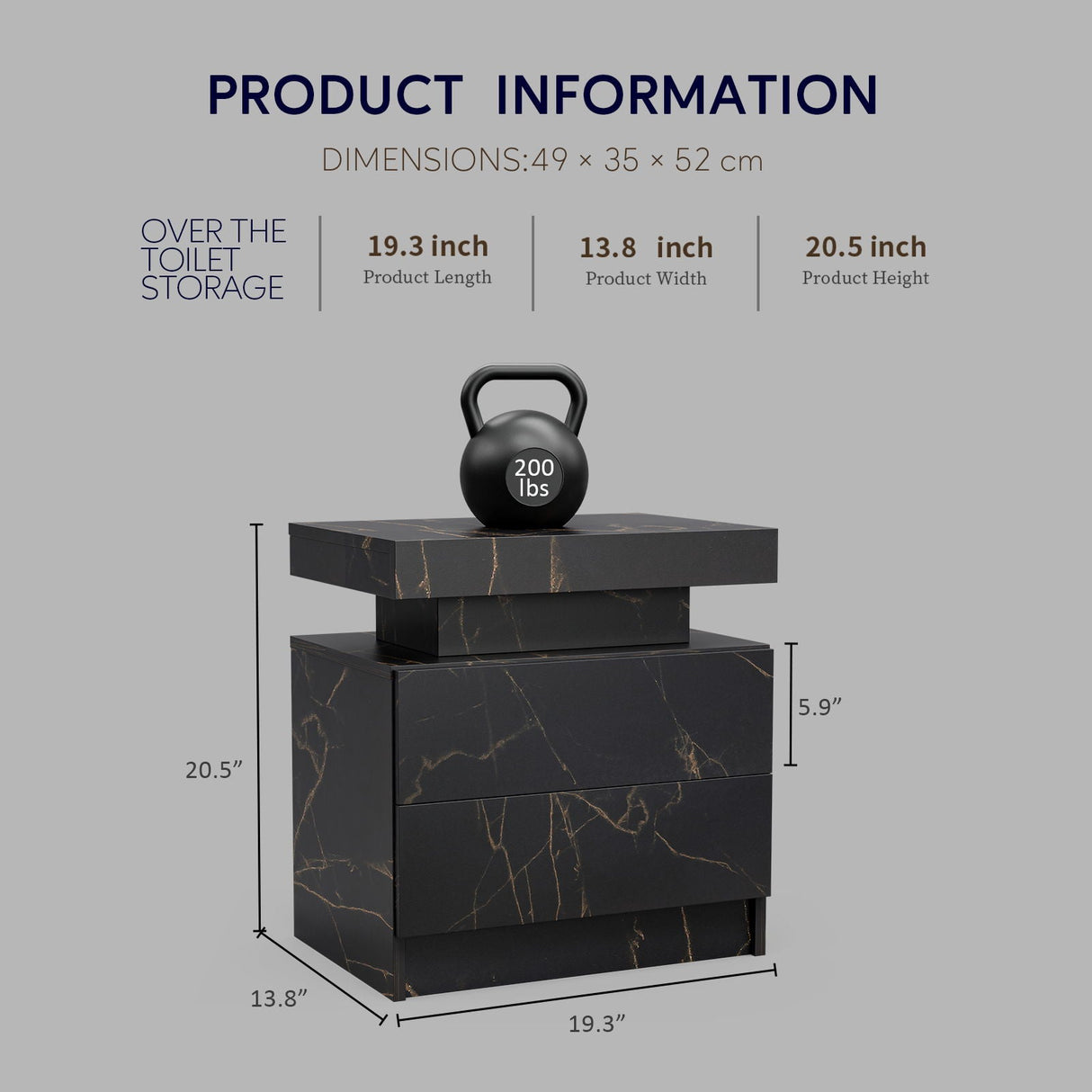 Nightstand LED, Bedside Table Cabinet With 2 Drawers For Bedroom by Couch.com