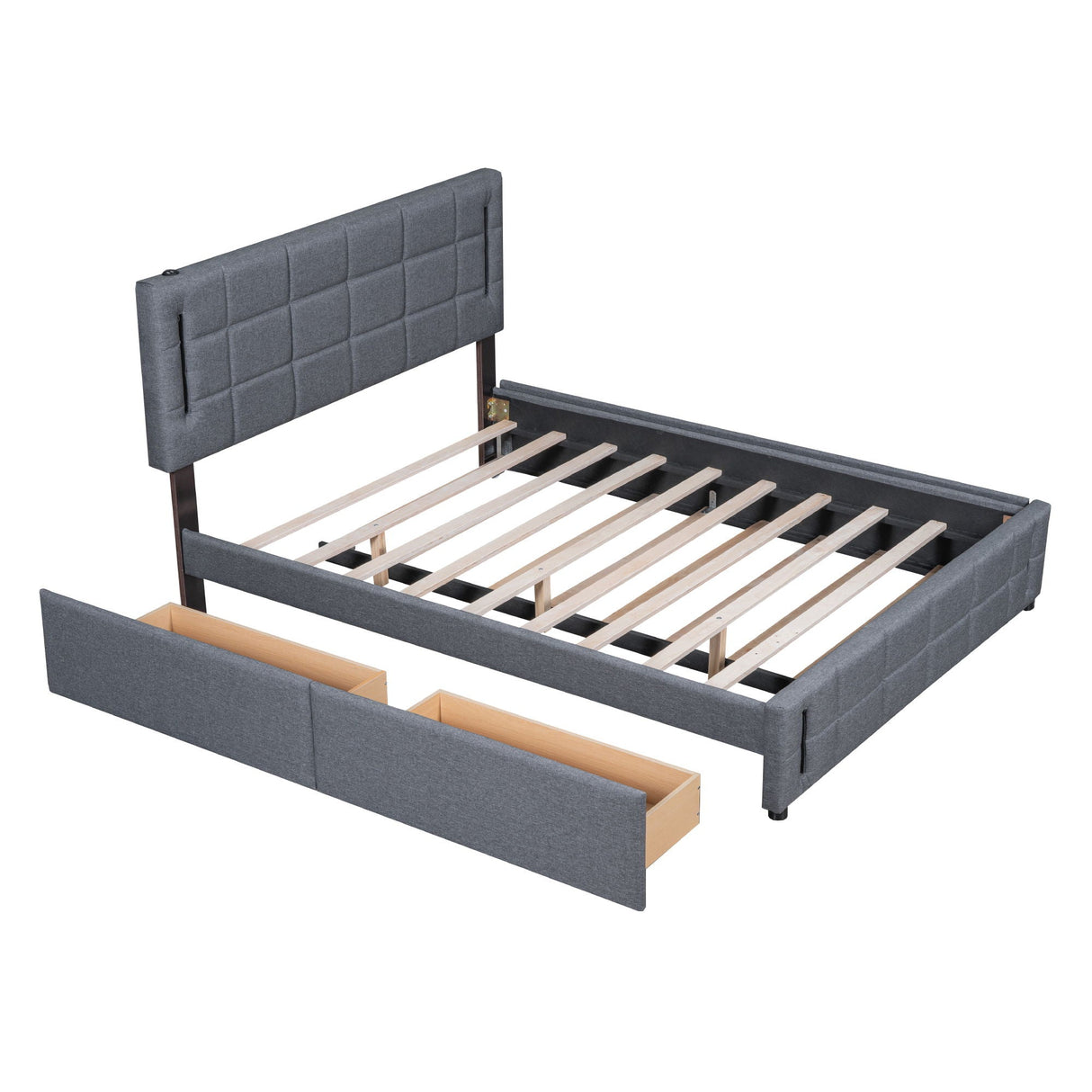 Upholstered Platform Bed With Trundle & Drawers by Couch.com