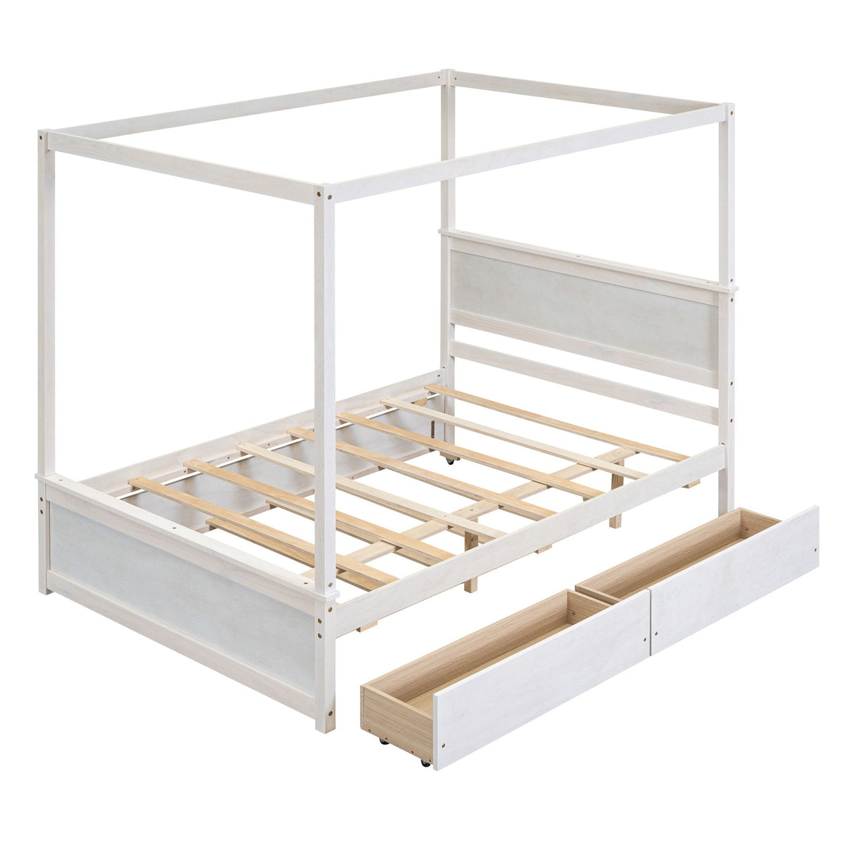 Canopy Platform Bed With Drawers, Support Slats, No Box Spring Needed by Couch.com
