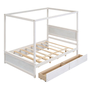 Canopy Platform Bed With Drawers, Support Slats, No Box Spring Needed by Couch.com
