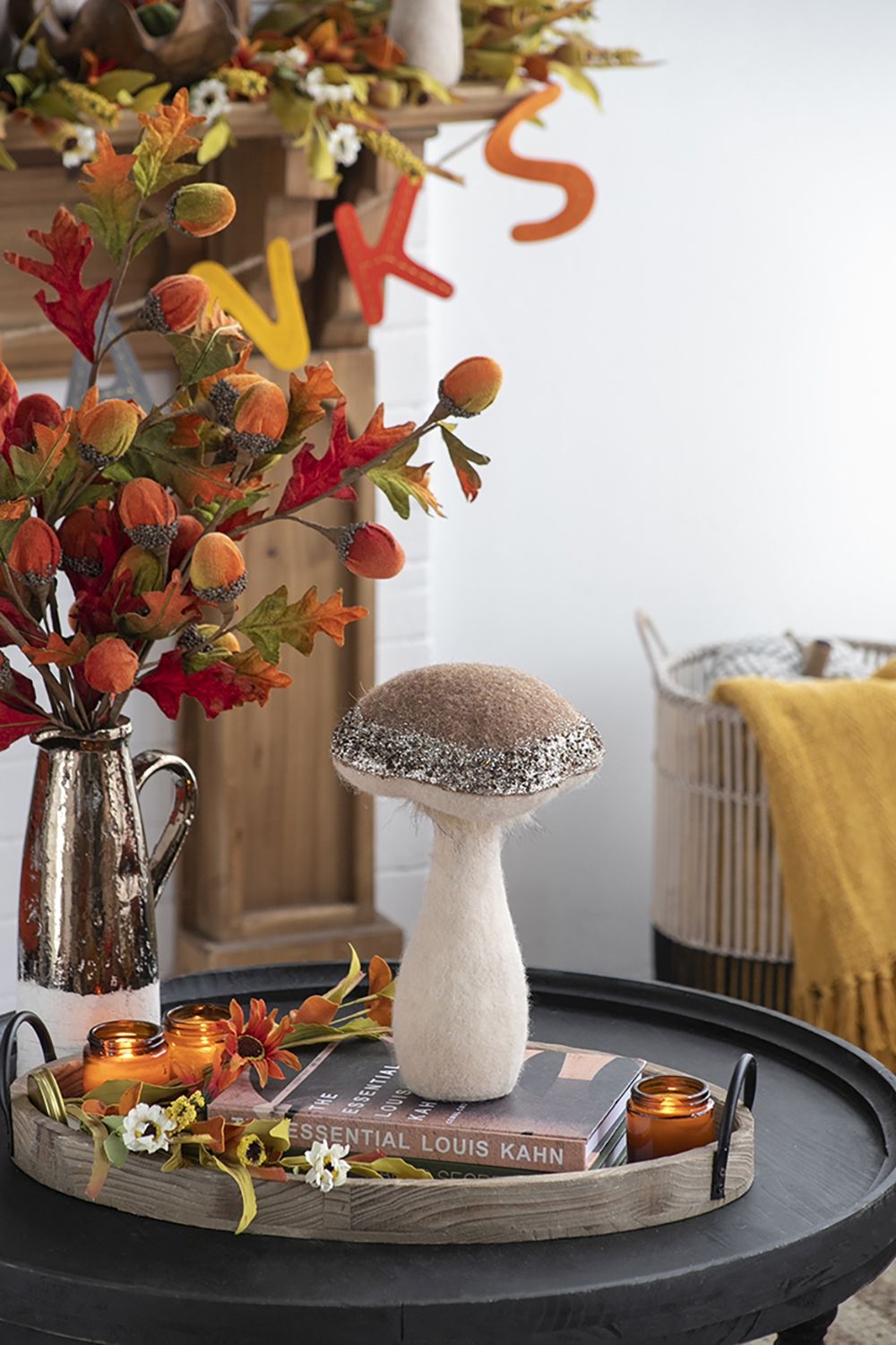 Mushroom Holiday Ornament, For Harvest Festival Fall Festival & Thanksgiving Table Decorations (Set of 2) - Beige / Light Brown by Couch.com