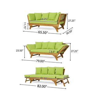 Outdoor Acacia Wood Expandable Daybed With Cushions