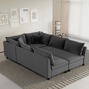 Modular Sectional Bed Couch Set With Pillows Free Combination, Minimalist Style Oversized 6 Seat Convertible Sofa by Couch.com