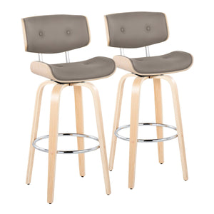Lombardi - Mid Century Modern Fixed Height Barstool With Swivel With Round Footrest (Set of 2) by Couch.com