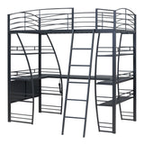 Loft Bed With 4 Layers Of Shelves And L-Shaped Desk, Stylish Metal Frame Bed With A Set Of Sockets, USB Ports And And Wireless Charging by Couch.com