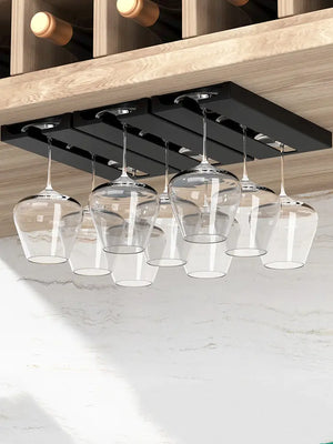Wine Glass Holder Rack Under Shelf - No Drill Required