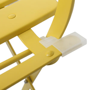 3 Pieces Patio Bistro Balcony Metal Chair Table Set - Yellow