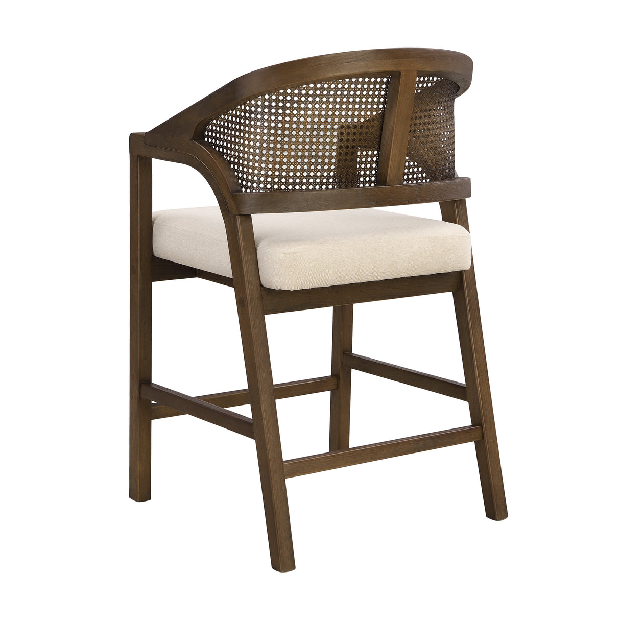 Wooden Frame Counter Stool with Rattan Back - Set of 2
