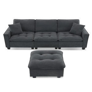 Modern Convertible Sectional L Shaped Reversible Couch Set With Free Pillows 4 Seat Suede Sleeper Sofa With Ottoman by Couch.com