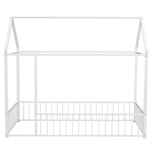 Metal Bed House Bed Frame With Fence