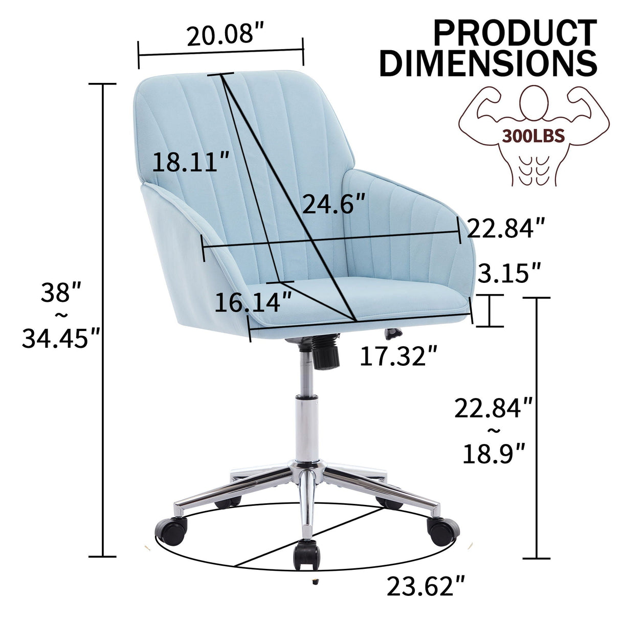 Adjustable Ergonomic Office Chair, Swivel Backrest Seat by Couch.com
