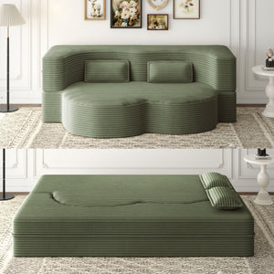 Convertible Foam-Filled Sleeper Sofa Bed with 2 Pillows