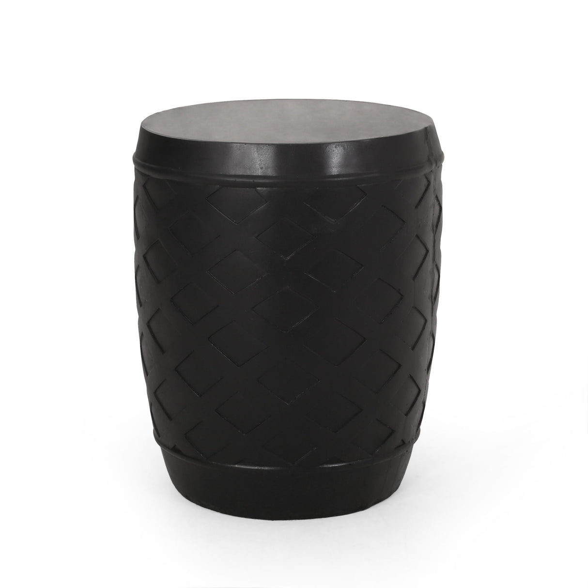 Outdoor Side Table With Lattice Design And Round Top - Black by Couch.com