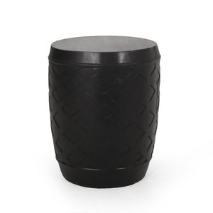 Outdoor Side Table With Lattice Design And Round Top - Black by Couch.com