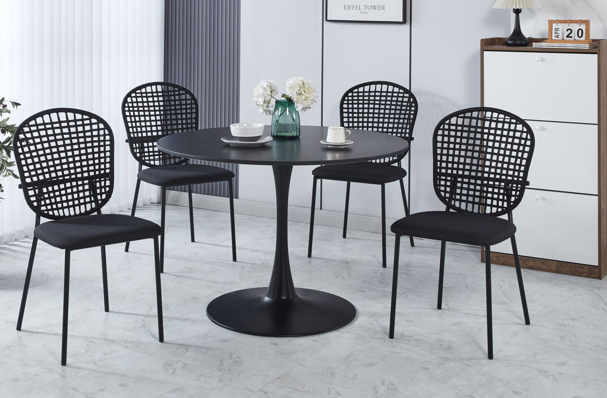 5 Pieces Dining Set, Table Metal Leg Mid-Century Dining Table For 4 - 6 People With MDF Table Top, Pedestal Dining Table, End Table Leisure Coffee Table - Black by Couch.com