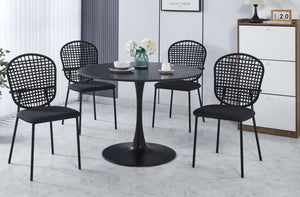 5 Pieces Dining Set, Table Metal Leg Mid-Century Dining Table For 4 - 6 People With MDF Table Top, Pedestal Dining Table, End Table Leisure Coffee Table - Black by Couch.com