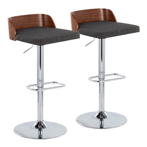 Maya - Mid Century Modern Adjustable Barstool With Swivel With Rounded Rectangle Footrest (Set of 2) by Couch.com