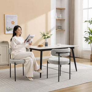 Burbank - Modern Round Boucle Dining Chairs (Set of 2) - Black / White by Couch.com