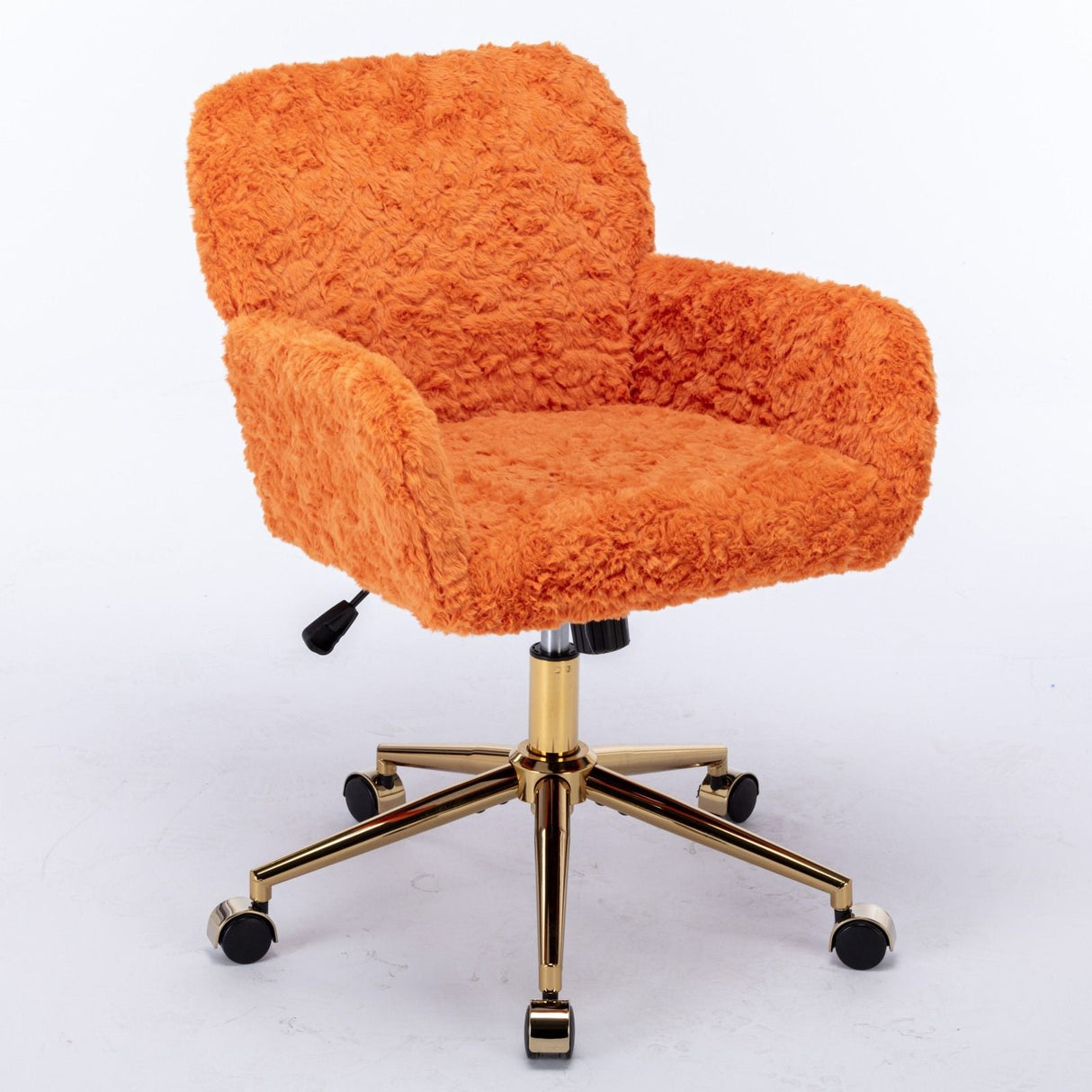 Office Chair, Artificial Rabbit Hair Home Office Chair With Golden Metal Base, Adjustable Desk Chair Swivel Office Chair, Vanity Chair by Couch.com