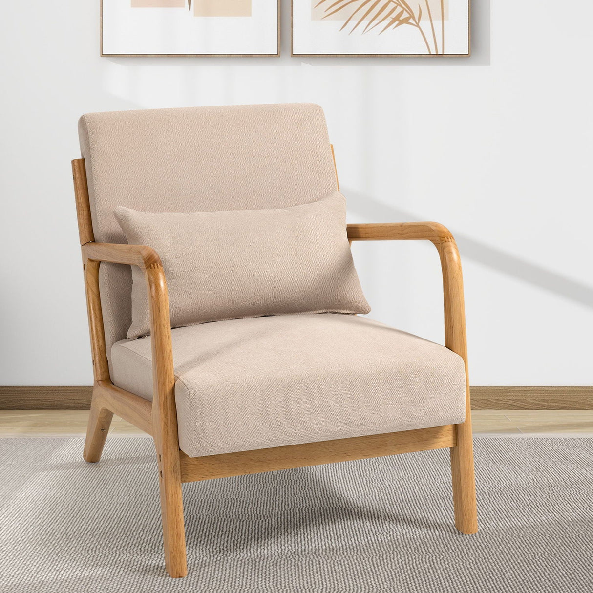 Leisure Chair With Solid Wood Armrest And Feet, Mid-Century Modern Accent Sofa, 1 Seat by Couch.com