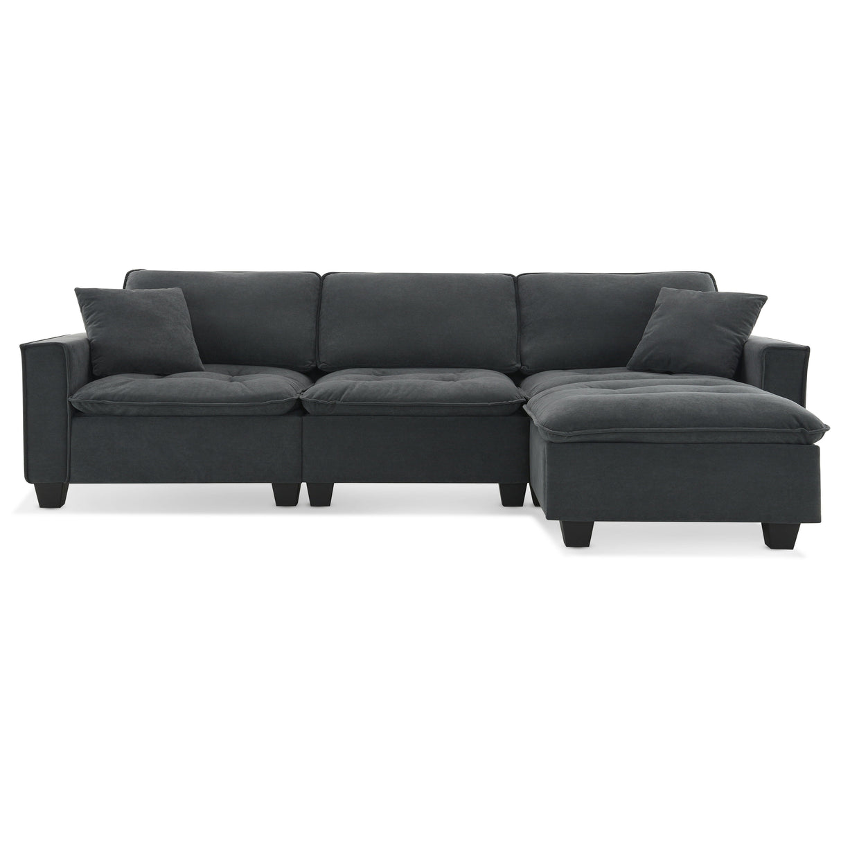 Modern Convertible Sectional L Shaped Reversible Couch Set With Free Pillows 4 Seat Suede Sleeper Sofa With Ottoman by Couch.com