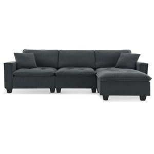 Modern Convertible Sectional L Shaped Reversible Couch Set With Free Pillows 4 Seat Suede Sleeper Sofa With Ottoman by Couch.com