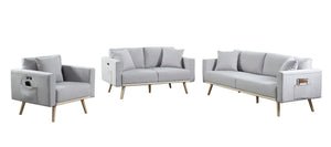 Easton - Linen Fabric Living Room Set With USB Charging Ports Pockets And Pillows (Set of 2) by Couch.com
