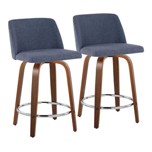 Toriano - Mid Century Modern Fixed Height Counter Stool With Swivel With Round Footrest (Set of 2) by Couch.com