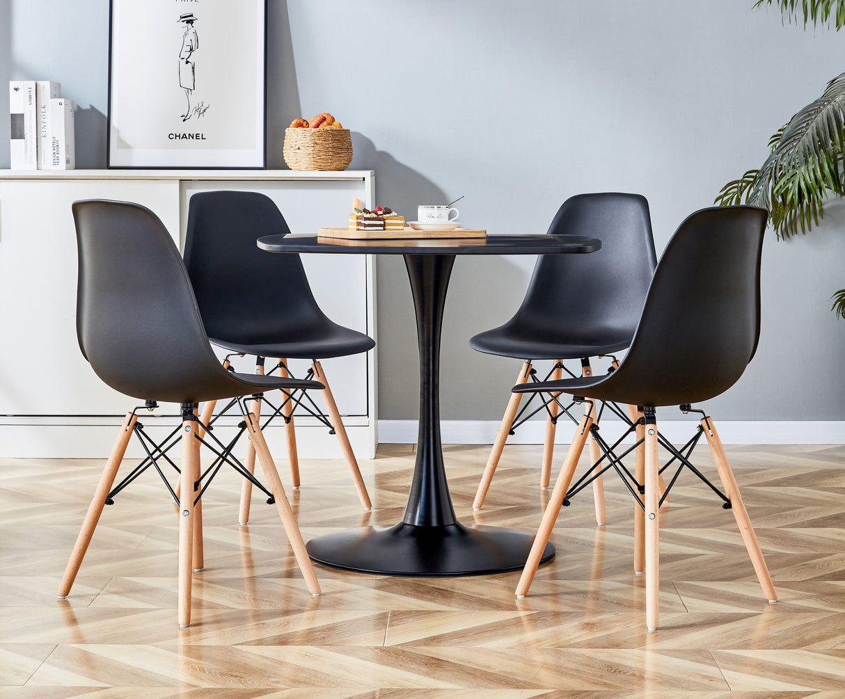 5 Pieces Dining Set Table Metal Leg Dining Table For 4 - 6 People With MDF Table Top, Pedestal Dining Table, End Table Leisure Coffee Table - Black by Couch.com