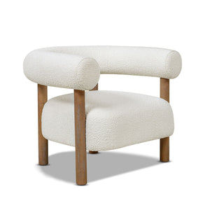 Fuji - Mid Century Modern Barrel Accent Arm Chair - Ivory White by Couch.com