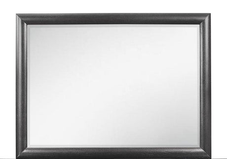 The Civic - Mirror features a large rectangular design with a dark, thick wooden frame. Its bright surface and elegant simplicity are accentuated against a plain white background.