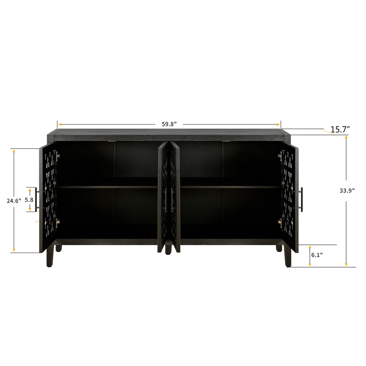 Hollow Four Door Antique Cabinet, American Country Style