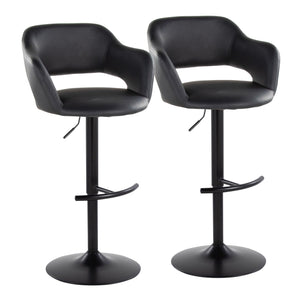 Margarite - Contemporary Adjustable Barstool With Swivel With Rounded T Footrest (Set of 2) by Couch.com
