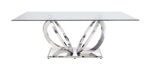 Finley - Clear Glass Top Mirrored Dining Table - Silver by Couch.com