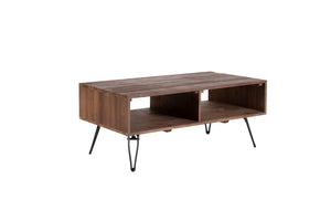 Reclaimed Wood Cocktail Table With Open Storage For Living Room, Metal Legs, Foldable - Black / Natural by Couch.com