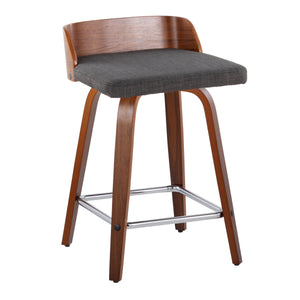Maya - Mid Century Modern Fixed Height Counter Stool With Swivel With Square Footrest (Set of 2) by Couch.com