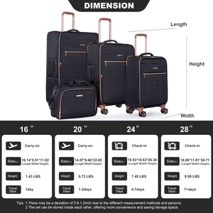 4 Piece Set, Softshell Suitcase Spinner Wheels Terylene Luggage Sets by Couch.com