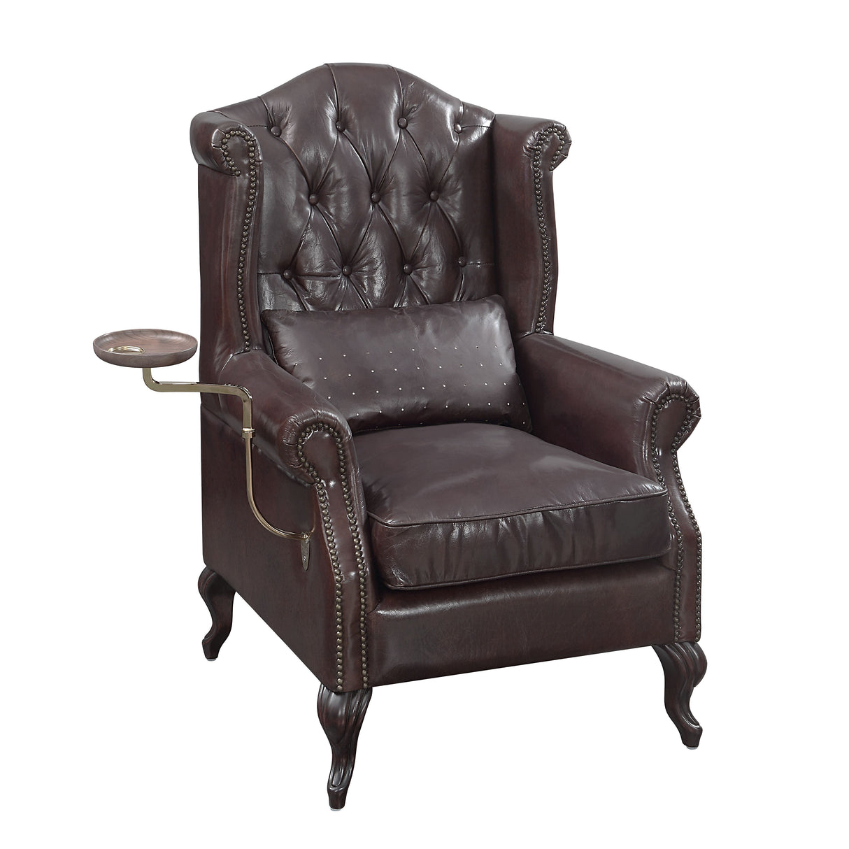 Pino - Vintage Top Grain Leather Accent Chair With 1 Toss Pillow - Brown by Couch.com