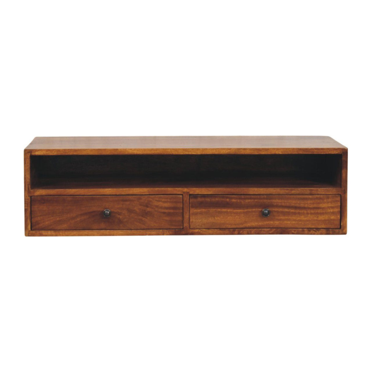 Lunar - 2 Drawer Wall Mounted Media Unit - Brown by Couch.com