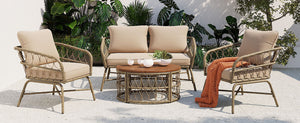 Bohemia-Inspired 4-Person Outdoor Seating Group With Removable Cushions