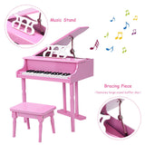 Musical Instrument Toy 30-Key Children Mini Grand Piano with Bench-Black